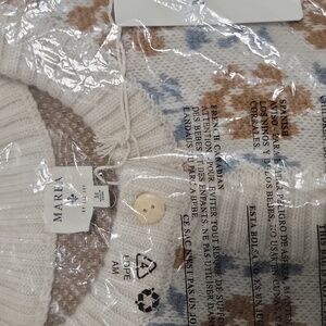 Nwt MAREA Women's Cream and Gold Floral Cardigan